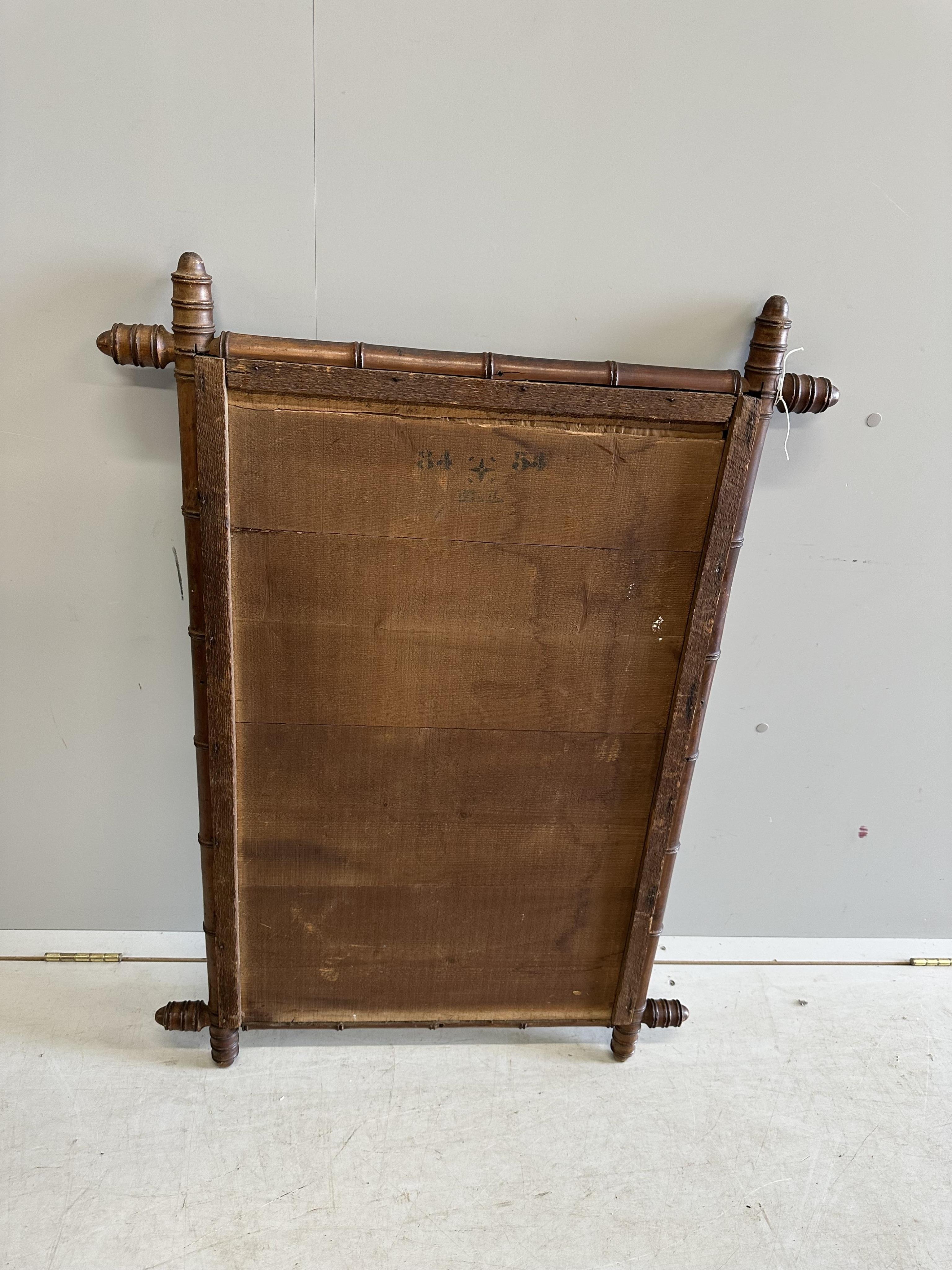 A late 19th century French rectangular faux bamboo wall mirror, width 72cm, height 104cm. Condition - fair